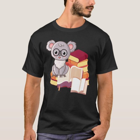 コアラ・ベア司書読の本コアラ Tシャツ (正面)