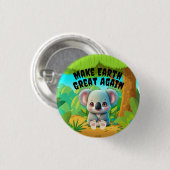 コアラ・ベア、再び地球を素晴らし作る、環境 缶バッジ (正面&裏面)