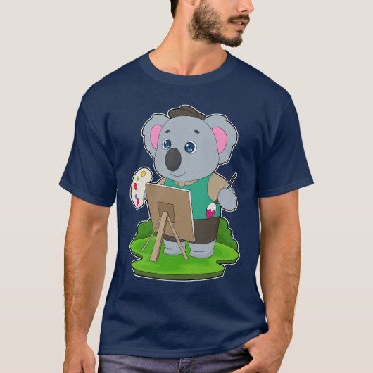 コアラ ペインター ペイントブラシ 絵画 Tシャツ (正面)