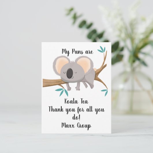 コアラ 私の駒はコアラ茶 ありがとう スタッフ ポストカード (スタンド正面)