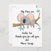 コアラ 私の駒はコアラ茶 ありがとう スタッフ ポストカード (正面/裏面)