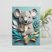 コアラ 3D ペーパー アート デザイン Tシャツ 招待状 (スタンド正面)