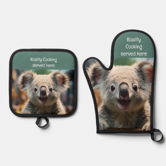 コアリティ料理が提供ここにおもしろいキッチン 鍋つかみ&鍋敷きセット (正面)