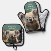 コアリティ料理が提供ここにおもしろいキッチン 鍋つかみ&鍋敷きセット (正面/裏面)