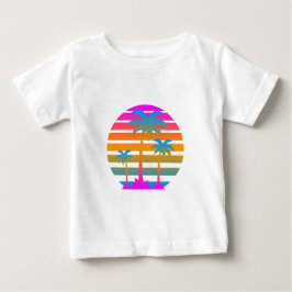 コア ティガー レトロ サンセット パーム ツリーズ ベビーTシャツ