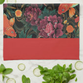 コイおよびシャクヤクの台所タオル キッチンタオル (折り畳み)