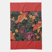 コイおよびシャクヤクの台所タオル キッチンタオル (縦)