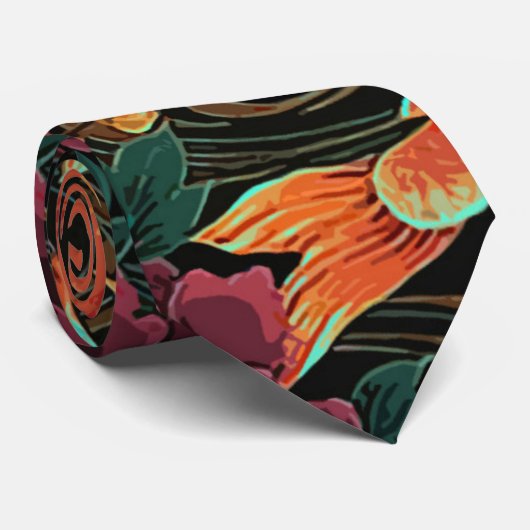 コイおよびシャクヤクの首のタイ ネクタイ (ロール)