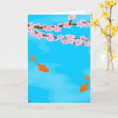 コイおよび桜の挨拶状 カード (黄色い花)