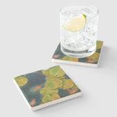 コイおよび《植物》スイレンの石灰岩のコースター ストーンコースター (横)