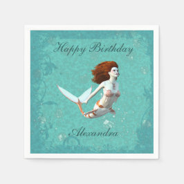 コイかわいらしマーメイド水中スイミング スタンダードカクテルナプキン