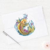 コイとさくらんぼの花シール ラウンドシール (封筒)