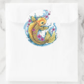 コイとさくらんぼの花シール ラウンドシール (バッグ)