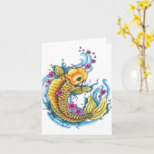 コイとさくらんぼの花ノートカード カード (黄色い花)