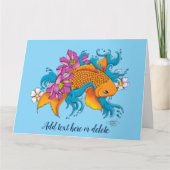 コイと花 カード (正面)