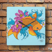 コイと花 スクエア壁時計