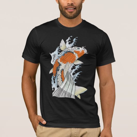 コイのコイのTattoのスタイルのティー Tシャツ (正面)