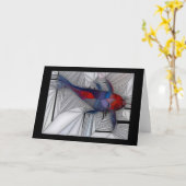 コイのコイ(ステンドグラスのスタイル)の挨拶状 カード (黄色い花)