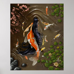 コイの人魚のプリント ポスター