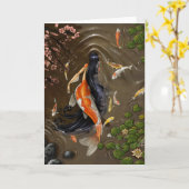 コイの人魚カード カード (黄色い花)