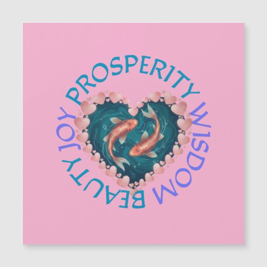 コイの幸運ピンクとターコイズの磁気カード (正面)