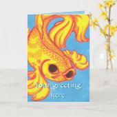 コイの挨拶状 カード (黄色い花)