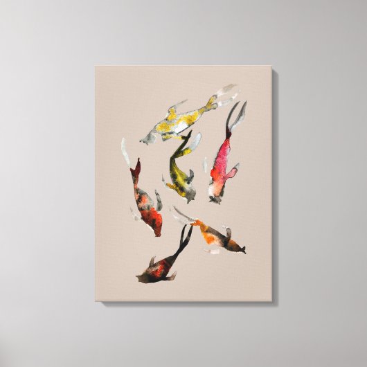 コイの水彩 キャンバスプリント (正面)