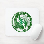 コイの陰陽の白green.jpg マウスパッド (マウス)