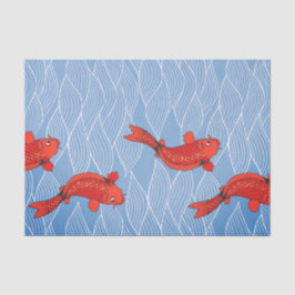 コイの魚および日本人の波パターンティッシュペーパー 薄葉紙