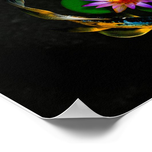 コイの魚がのまわりに池の蓮の花を泳ぐ ポスター (角)