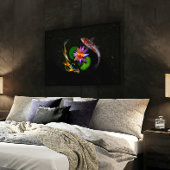 コイの魚がのまわりに池の蓮の花を泳ぐ ポスター