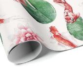 コイの魚とユリをテーマ日本のにしたデザイン ラッピングペーパー (ロールコーナー)