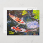 コイの魚のいる池 ポストカード (正面/裏面)