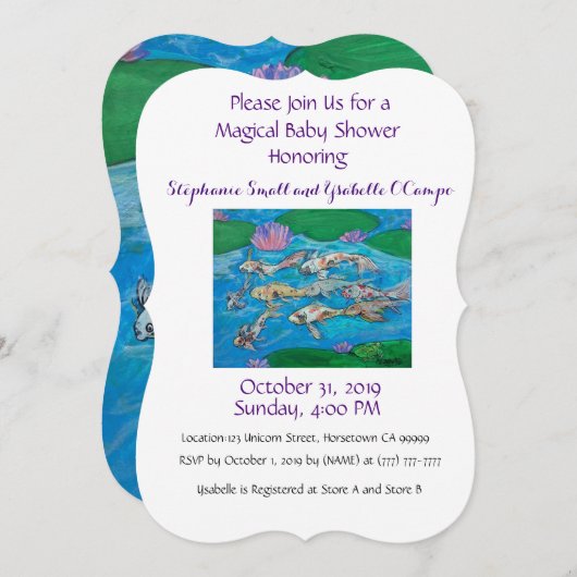 コイの魚のかわいい野生動物のベビーシャワーの招待状 招待状 (正面/裏面)