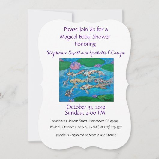 コイの魚のかわいい野生動物のベビーシャワーの招待状 招待状 (正面)