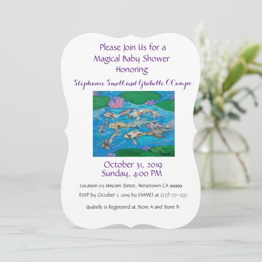 コイの魚のかわいい野生動物のベビーシャワーの招待状 招待状 (スタンド正面)