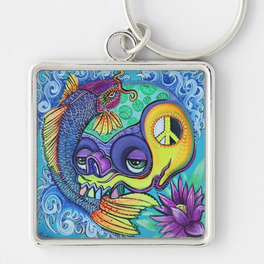 コイの魚のスカルKeychain キーホルダー (正面)