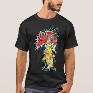コイの魚の刺青魚が落書きラッキー金ゴールド魚 Tシャツ