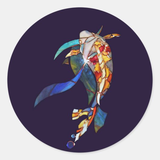 コイの魚の宇宙クールシール右 ラウンドシール (正面)