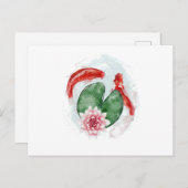 コイの魚の日本のアートワーク インビテーションポストカード (正面/裏面)