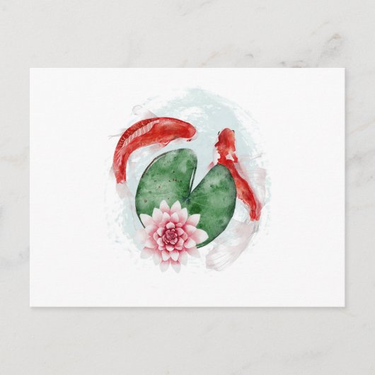 コイの魚の日本のアートワーク インビテーションポストカード (正面)