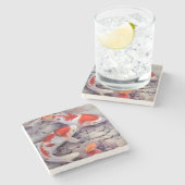 コイの魚の石のコースター ストーンコースター (横)