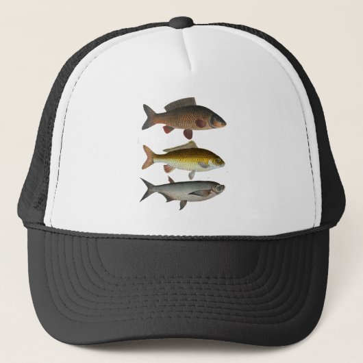 コイの魚釣りのヴィンテージのデザイン キャップ (正面)