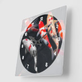 コイの魚 スクエア壁時計 (傾斜)