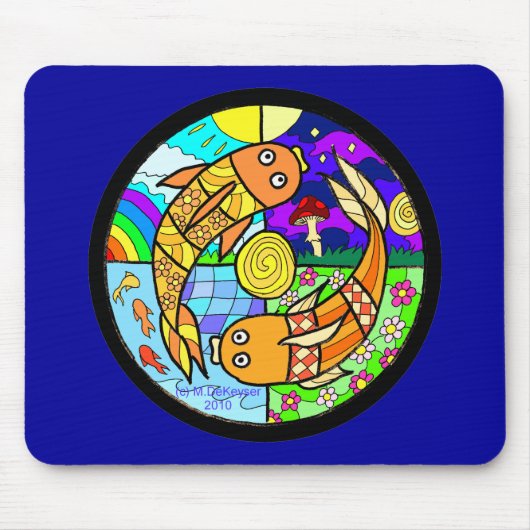 コイの魚Pyschedelic元素マンデラ マウスパッド (正面)