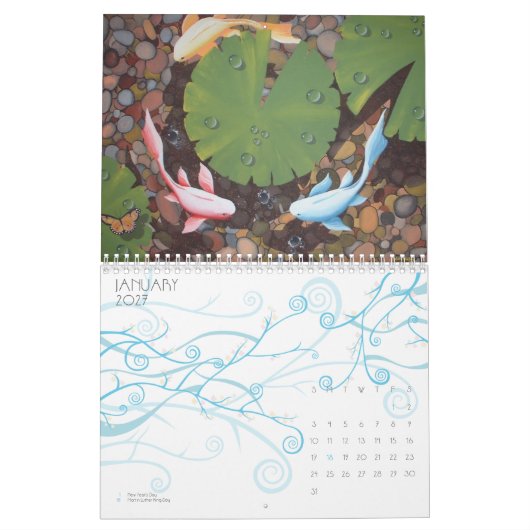 コイのcalander カレンダー (1月 2027)