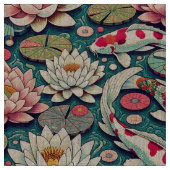 コイはユリの中で ファブリック (クローズアップ)