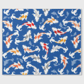 コイカラフルフィッシュオン深いブルー ラッピングペーパー (フラット)
