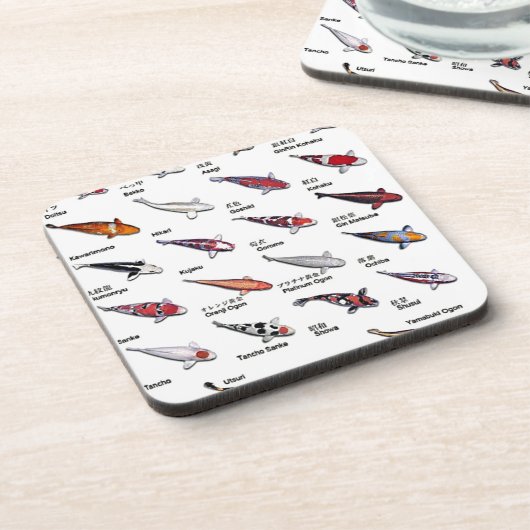 コイカラフル魚の品種錦鯉アジア美術 コースター (左側)