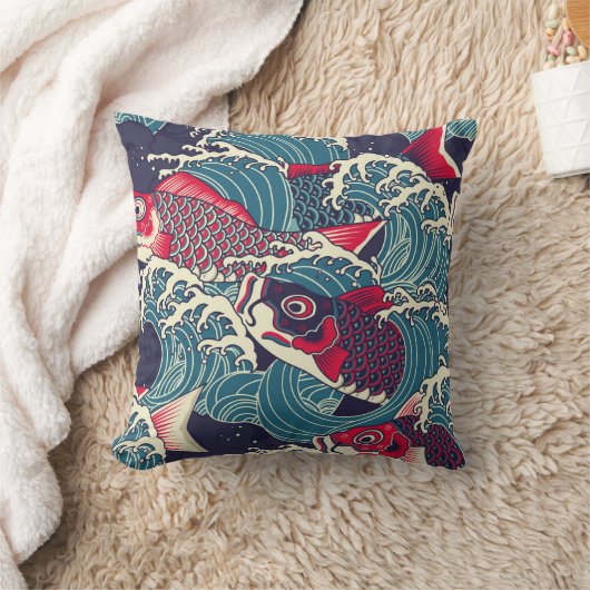コイカラフル魚 クッション (ブランケット)